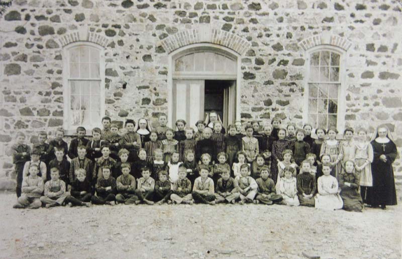 Children and Teaching Nuns Outside St. Michaels School