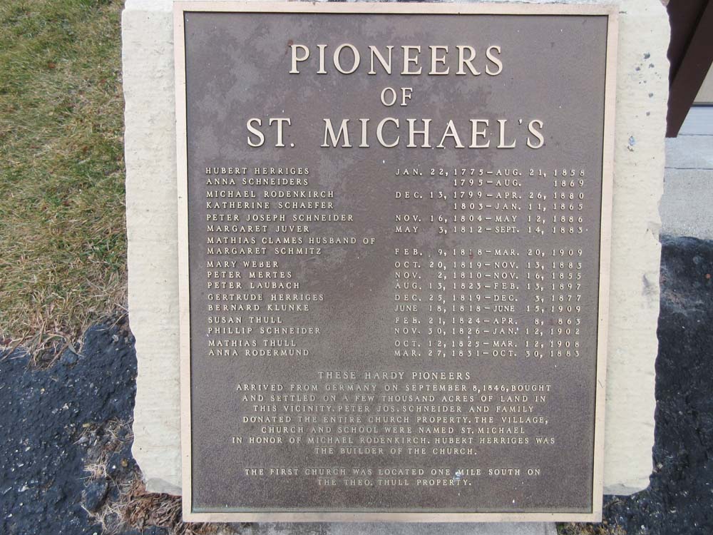 Pioneers of St. Michael's Plaque